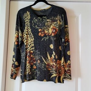 Floral Long Sleeve Top By Magic Scarf Co.pany ,size XL